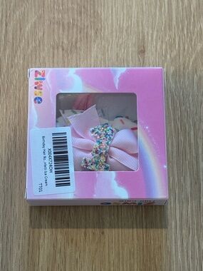 Pink Birthday Bow Hair Clip with Number One Accent